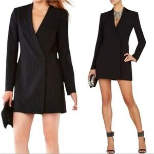 BCBGMaxAzria Waleska Black Pinstripe Blazer Dress Size L